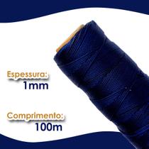 Cordão Encerado 1mm - Fio Cordone Azul Marinho - 100 Metros - Nybc