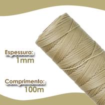 Cordão Encerado 1mm - Fio Cordone Bege Areia - 100 Metros - Nybc