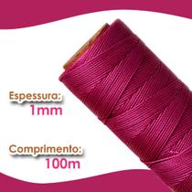 Cordão Encerado 1mm - Fio Cordone Beterraba - 100 Metros - Nybc