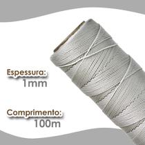 Cordão Encerado 1mm - Fio Cordone Cinza - 100 Metros - Nybc