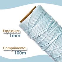 Cordão Encerado 1mm - Fio Cordone Cinza Claro - 100 Metros - Nybc