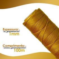 Cordão Encerado 1mm - Fio Cordone Dourado - 100 Metros - Nybc