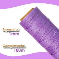 Cordão Encerado 1mm - Fio Cordone Lilás - 100 Metros - Nybc