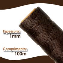 Cordão Encerado 1mm - Fio Cordone Marrom Café - 100 Metros - Nybc