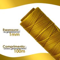 Cordão Encerado 1mm - Fio Cordone Ouro - 100 Metros - Nybc