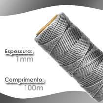 Cordão Encerado 1mm - Fio Cordone Prata - 100 Metros - Nybc