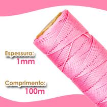 Cordão Encerado 1mm - Fio Cordone Rosa Bebê - 100 Metros - Nybc