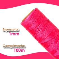 Cordão Encerado 1mm - Fio Cordone Rosa Escuro - 100 Metros - Nybc