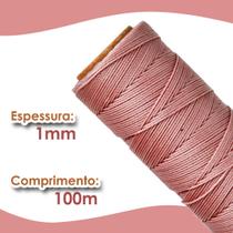 Cordão Encerado 1mm - Fio Cordone Rose - 100 Metros - Nybc