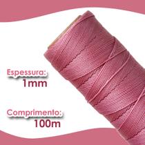 Cordão Encerado 1mm - Fio Cordone Rose Escuro - 100 Metros - Nybc