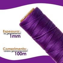 Cordão Encerado 1mm - Fio Cordone Roxo - 100 Metros - Nybc