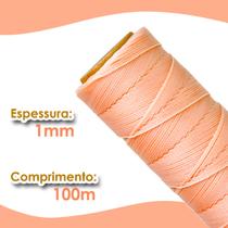 Cordão Encerado 1mm - Fio Cordone Salmão - 100 Metros - Nybc