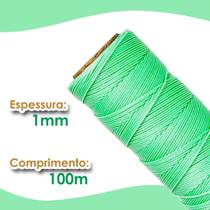 Cordão Encerado 1mm - Fio Cordone Verde Água - 100 Metros - Nybc