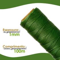 Cordão Encerado 1mm - Fio Cordone Verde Oliva - 100 Metros - Nybc