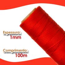 Cordão Encerado 1mm - Fio Cordone Vermelho - 100 Metros - Nybc
