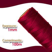 Cordão Encerado 1mm - Fio Cordone Vinho Claro - 100 Metros - Nybc