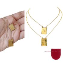 Cordão Escapulário Aço Dourado Banhado a Ouro 18k Fé Tudo Posso Cordão Escapulário Aço Dourado Banhado a Ouro 18k Fé Tudo Posso