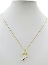 Cordão Feminino 1mm Dente de Sabre - Banhado a Ouro 18k