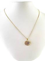 Cordão Feminino 1mm Lua e Sol - Banhado a Ouro 18k