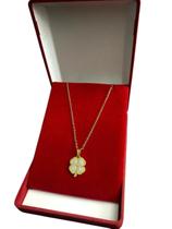 Cordão Feminino 1mm Trevo Cravejado Banhado a Ouro 18k