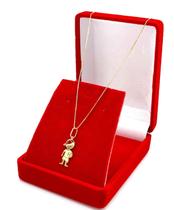 Cordão Feminino 50cm Ouro 18k Colar Pingente Menino Futebol