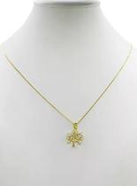 Cordão Feminino Árvore da Vida Brilhante Ouro 18k - 50cm