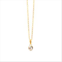 Cordão Feminino Bailarina Ouro 18 K 750 50cm Pingente Coração incolor
