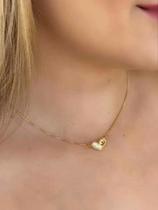 Cordão Feminino Banhado A Ouro 18k Pingente Coração Coroa Cordão Feminino Banhado A Ouro 18k Pingente Coração Coroa