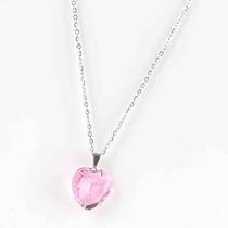 Cordão feminino com pedra rosa