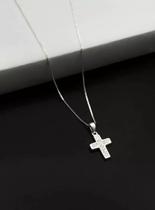 Cordão Feminino Cruz Crucifixo Cravejado - 100% Prata 950
