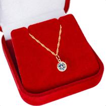 Cordão Feminino em Ouro 18k 750 50cm Ponto De Luz Zircônia 6mm