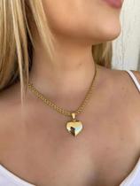 Cordão feminino modelo friso 6mm pingente banhado ouro 18k