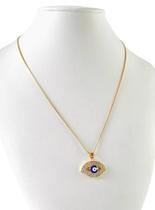 Cordão Feminino Olho Grego Cravejado Banhado Ouro 10mm