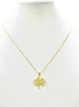 Cordão Feminino Ouro 10mm Árvore Pedras Brilhantes