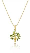 Cordão Feminino Ouro 18k 40cm + Pingente Árvore Da Vida Verde - S. Demór Joias