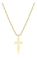 Cordão Feminino Ouro 18k 45cm + 1 Pingente Cruz Cordão Feminino Ouro 18k 45cm + 1 Pingente Cruz