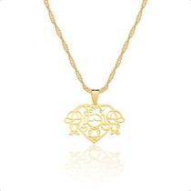 Cordão Feminino Ouro 18k 45cm Com Pingente Filhos