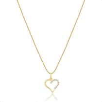 Cordão Feminino Ouro 18k 45cm + Coração C/ Zircônias