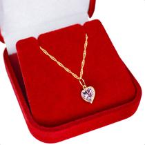 Cordão Feminino Ouro 18k 750 + Ponto De Luz Coração