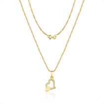 Cordão Feminino Ouro 18k Com Pingente Coração Cordão Feminino Ouro 18k Com Pingente Coração