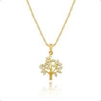 Cordão Feminino Ouro 18k Pingente Árvore Da Vida