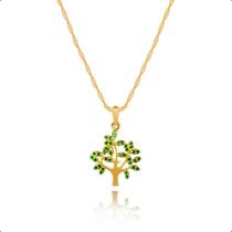 Cordão Feminino Ouro 18k + Pingente Árvore Da Vida Verde Esmeralda- 45cm Cordão Feminino Ouro 18k + Pingente Árvore Da Vida Verde Esmeralda- 45cm