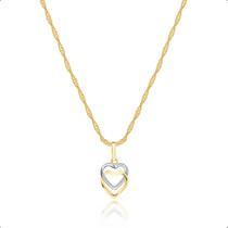 Cordão Feminino Ouro 18k + Pingente Corações