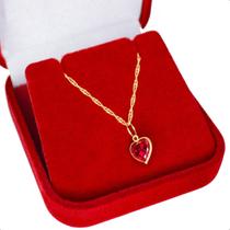 Cordão Feminino Ouro 18k Ponto De Luz Coração 6mm Cordão Feminino Ouro 18k Ponto De Luz Coração 6mm