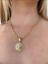 Cordão Feminino + Pingente 6mm Tijolinho Banhado Ouro 18k