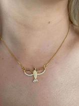 Cordão Feminino + Pingente Anjo Banhado A Ouro 18k Luxo