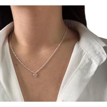 Cordão Feminino Pingente Coração Branco Prata 925 Cordão Feminino Pingente Coração Branco Prata 925