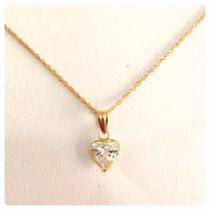 Cordão Feminino + Pingente Ponto De Luz Transparente Ouro18k