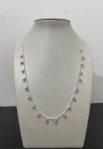 Cordão feminino prata italiana com pedras azul Cordão feminino prata italiana com pedras azul