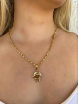 Cordão Feminino Tijolinho 3mm + Pingente Filho Banhado Ouro Cordão Feminino Tijolinho 3mm + Pingente Filho Banhado Ouro